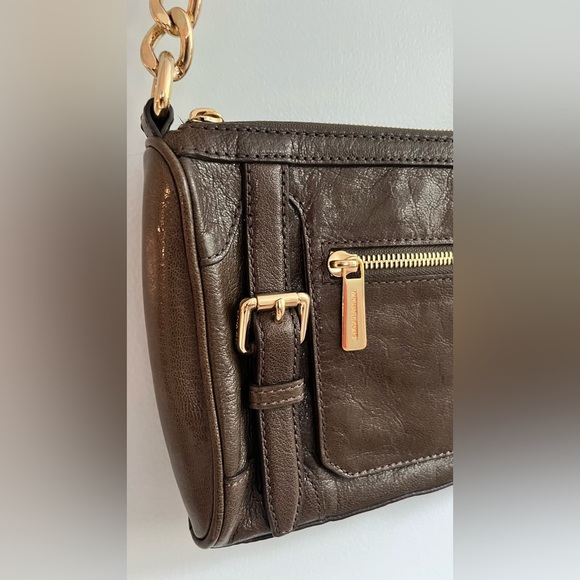 Michael Kors NWOT Leather Crossbody Bag Olive Green Gold Chain - Picture 11 of 13